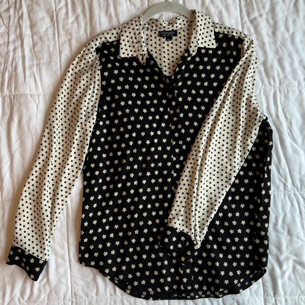Topshop black and white floral shirt